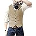 Produktbild Solovedress Herren Casual Wolle Fischgrätmuster Anzug Weste V-Ausschnitt Tweed Weste für Hochzeit Groomsmen(Champagner.XS)