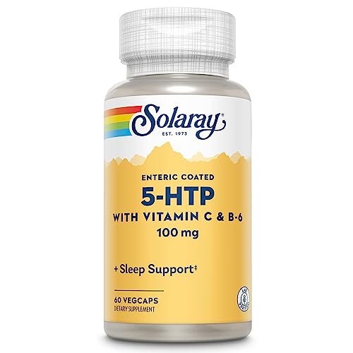 SOLARAY 5 HTP Supplement with Vitamin C & B-6 - Sleep Supplement and Serotonin Synthesis Support - Lab Verified, 60-Day Money-Back Guarantee - 60 Servings, 60 Enteric Coated VegCaps