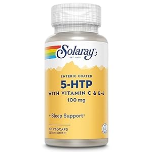 SOLARAY 5 HTP Supplement with Vitamin C & B-6 – Sleep Supplement and Serotonin Synthesis Support – Lab Verified, 60-Day Money-Back Guarantee – 60 Servings, 60 Enteric Coated VegCaps