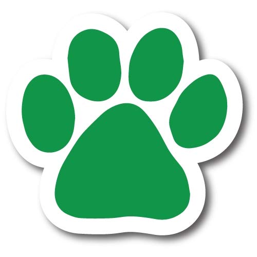 Image of Green Pawprint Car Magnet 5 Inch, Dog Lover Gift | Heavy duty magnetic decal for car, truck, SUV or fridge, full color UV printed