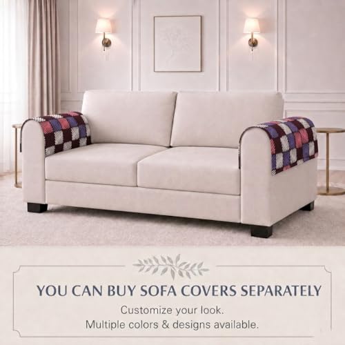 Image of STITCHNEST 'Frostvine Collection' Sofa Armrest Cover | Cotton Quilted Fabric, Washable & Durable for Modern Living (18 x 22 Inches)