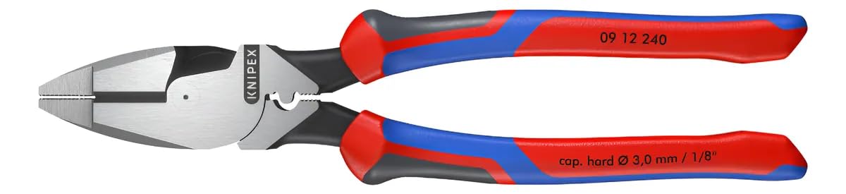 KNIPEX Alicate universal de fuerza "Lineman" modelo americano con cartulinas autoservicio con mangos confort 240 mm, 09 12 240 SB | Con asas Comfort de 240 mm