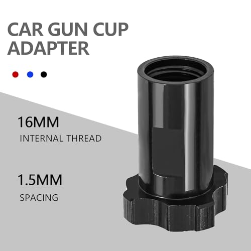 Image of Hovom Car Spray Gun Cup Adapter, 16mm Thread 1.5mm Pitch Master Elite Paint System MPS Female Adapter, Spray Gun Paint Cup Adapter Fits PRO-33, PRO-44, PRO-88 HVLP Spray Guns (Black+Internal Thread)