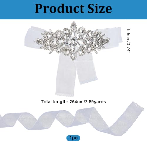 PH PandaHall White Rhinestone Belt, Women's Belts Flower Wedding Dress Belt Sparkly Waist Glitter Ribbon Crystal Bridal Belts Sash for Wedding Dresses Party Prom Evening Dresses4