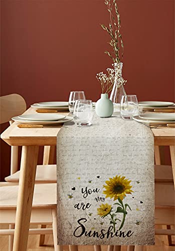 Custom Bed Usa Rustic Sunflower Table Runner Dresser Scarf 13X70Inch Linen Burlap Table Runners Non-Slip Heat Resistant Cloth Placemat Home Decor For Wedding Banquet Decoration - You Are My Sunshine #TOP1