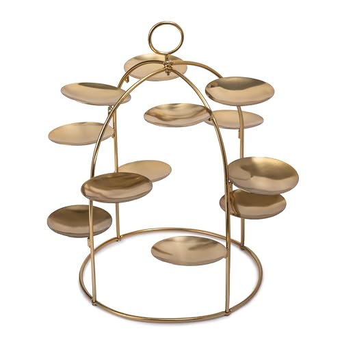 Artesà Brass Canape Serving Tree, Serving Stand with Removable Metal Trays for Appetisers, Nibbles and Dinner Parties, 37.4cm x 40cm
