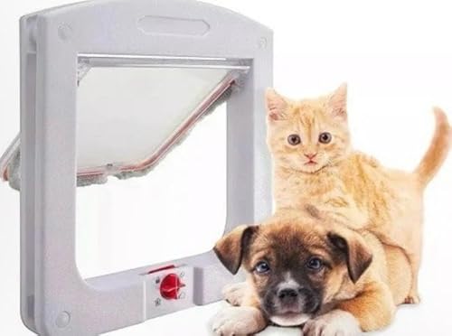 Porta Pet Door Para Cães e Gatos até 7kg com Trava de Segurança e 4 Funções - Praticidade, Conforto
