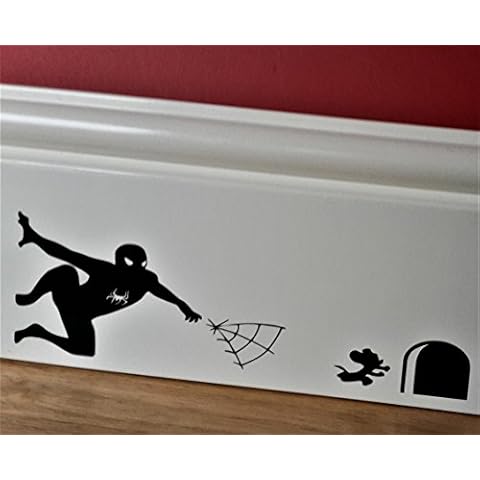 uksellingsuppliers Spiderman Wall Sticker Black Vinyl .Home,Office, Skirtings, Windows, Car 6cm x 19cm Cover