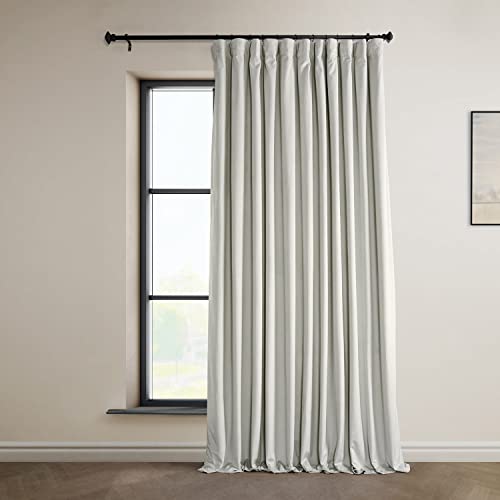 Image of HPD Half Price Drapes Signature Plush Extra Wide Velvet Blackout Curtains for Bedroom (1 Panel),100W X 96L Hotel Black Out Curtains for Living Room, Thermal Insulated Blackout Curtains, Misty White