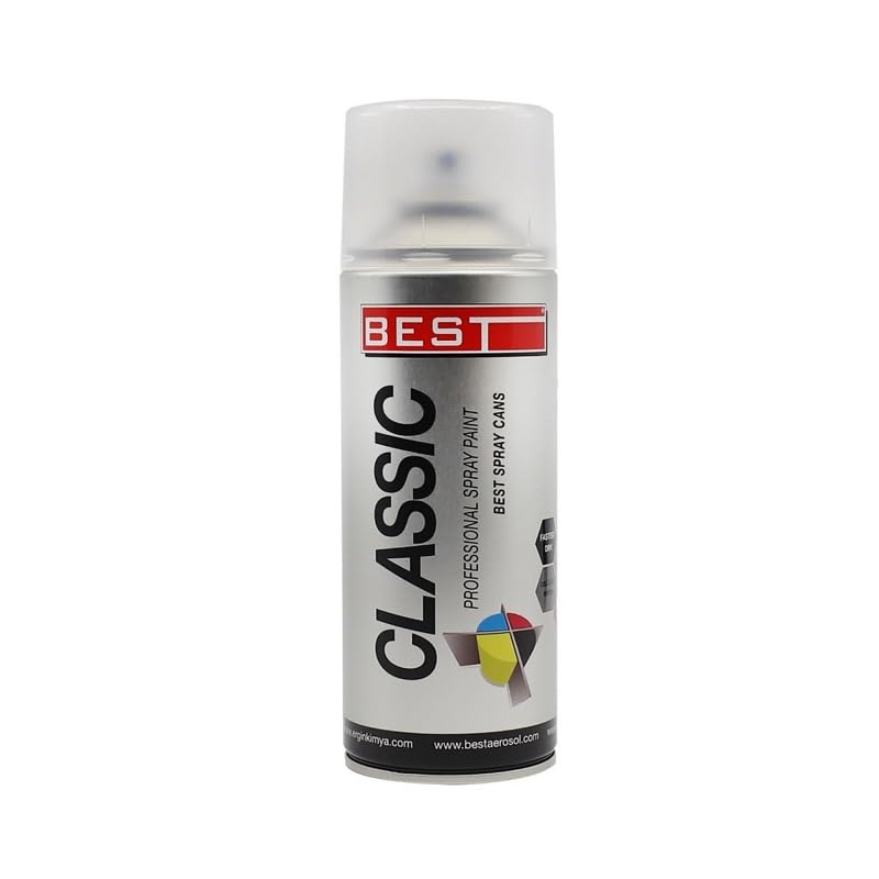 BEST Classic Beyaz Sprey Boya, 400 ml, Nitroselüloz Bazlı, Metal ve Ahşap Yüzeyler İçin