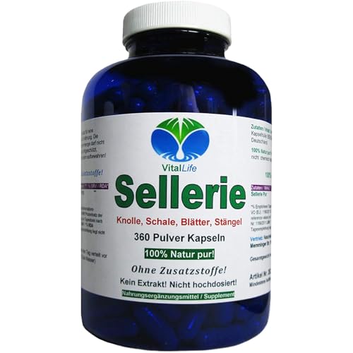 SELLERIE 360 Kapseln Wurzel Schale Blätter Stängel nach Hildegard von Bingen. 100% NATUR pur. OHNE ZUSATZSTOFFE. 26320-360