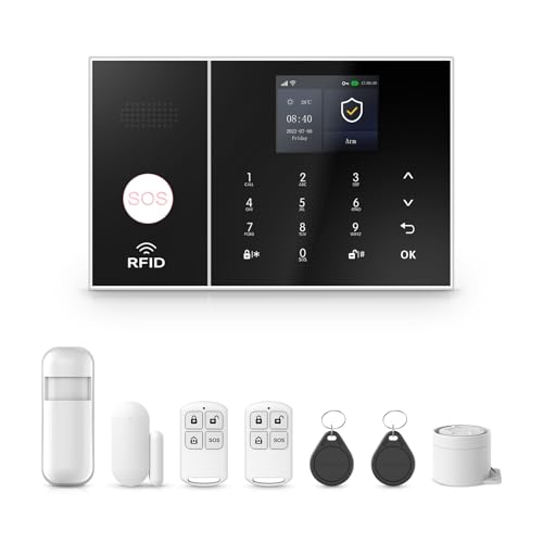 PGST Alarmas para Casa WiFi,1 Sensores de Puertas y Ventanas, 2 Mandos a Distancia y 1 Timbre de Puerta, Funciona con Alexa,Wireless Kit de Sistemas Alarmas de Seguridad Hogar