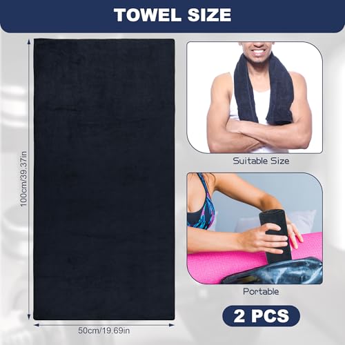 2er Pack Sporthandtuch Fitnessstudio, 100 x 50cm Mikrofaser Handtuch, Hautfreundliche gym handtuch, Super Saugfähiges Schnelltrocknendes Sporthandtuch, Mikrofaser Handtücher für Reisen Fitness