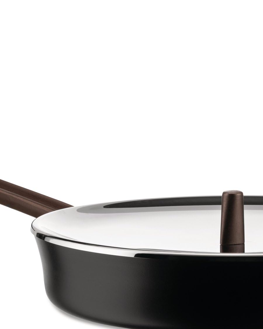 Alessi edo | PU113/24 B - Padella a Manico Lungo in Alluminio con Rivestimento Antiaderente, Manico in Acciaio Inox con Rivestimento in PVD, Marrone