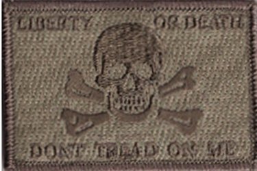 Liberty Or Death Skull & Bones Tactical Patch - ATACS-Tan