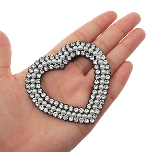 Parches de perlas de tela y apliques de diamantes en corazón para ropa formal y bolsos 5