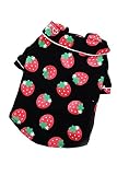 Dog Shirt Strawberry Duck Pattern Snap Closure Collared Neck Puppy Small Doggie Comfortable Soft Tou