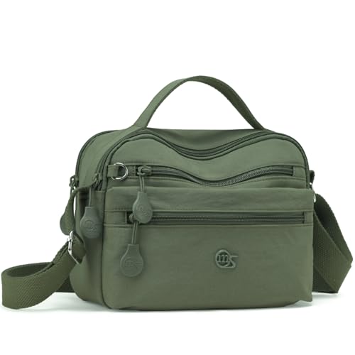 Eslcorri Bolsas transversais para mulheres, bolsa de ombro pequena, bolsa simples de nylon com zíper, mini bolsa casual leve, K106-verde, Mini, Casual, esportiva, minimalista