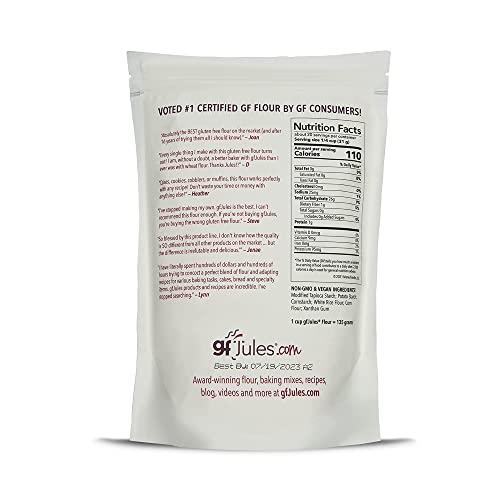 Gfjules Certified Gluten Free All Purpose Flour | Non-Gmo, Vegan & Kosher | Cup For Cup Baking Alternative To Regular Flour | Voted #1 By Gluten Free & Celiac Consumers | 1.5 Lb. Pouch #TOP1