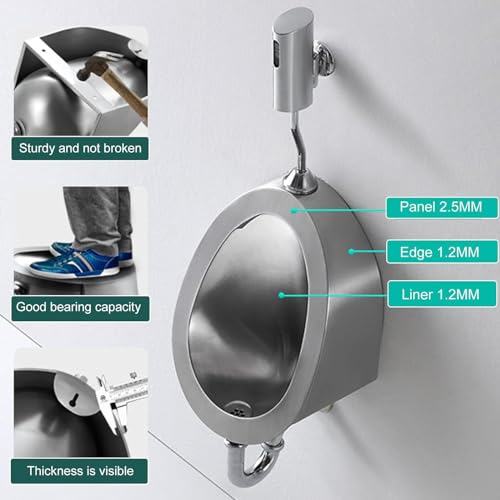 Urinario con sensor inteligente y diseño antisalpicaduras de acero 5