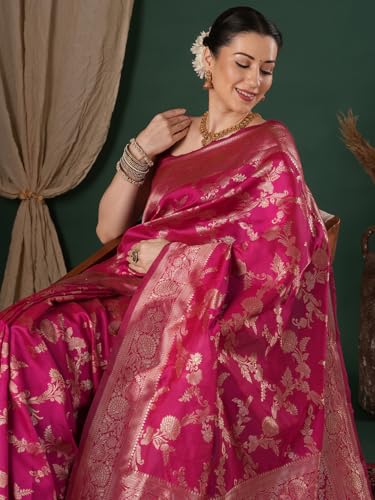 Image of AKHILAM Women's Kanjivaram Woven Soft Silk Saree With Blouse Piece