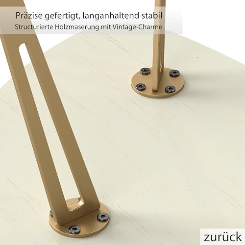 Manora Couchtisch Oval Weiß Gold,Beistelltisch Oval Wohnzimmertisch Klein,Sofatisch,Kaffeetisch Geeignet für Wohnzimmer Büro,Platzsparend & Stilvoll,Modern Stil – Bild 5