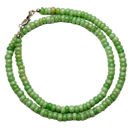 Collier perles calcédoine verte 5mm LKBEADS, bijou naturel fait main 43cm