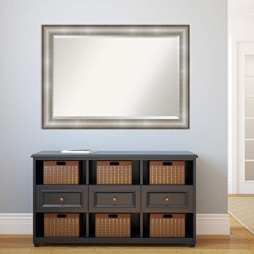 Image of Amanti Art Framed Vanity Mirror | Bathroom Mirrors for Wall | Imperial Silver Mirror | Wall Mounted Mirror | Large Mirror | 28.88 x 40.88 in.