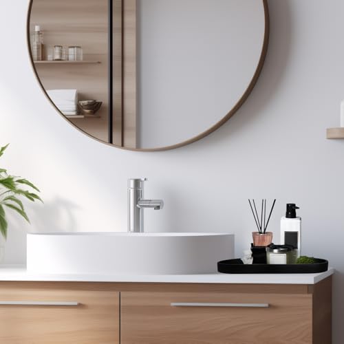 UICCVOKK 2 Stück Badezimmer Tablett, Deko Tablett, Schwarz Ablage Silikon, Schminktisch Ablageschale, Badezimmertablett für Wohnzimmer, Waschbecken, Bad, Badewanne und Küchenspüle (Oval)