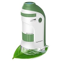 Mini Mikroskop für Kinder mit Objektträger Set: 60x-135x LED Taschenmikroskop Tragbares Handmikroskop Bildungsgeschenk für Kinder Studenten Erwachsene Mikrobiologische Beobachtung - Grün