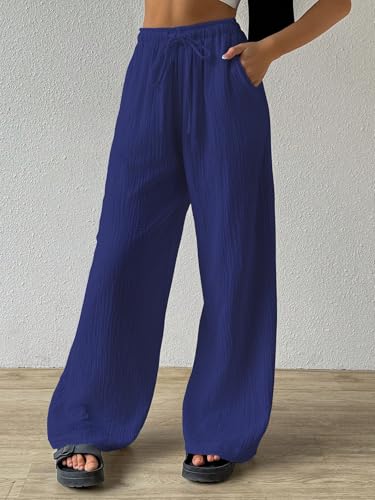 Image of Shasmi Women's Trousers | Wide Leg Casual Pants Featuring a Relaxed Silhouette | Secure fit for All-Day wear | Convenient Side Pockets | Straight-Leg Cut | Elegant Design | Premium (157)