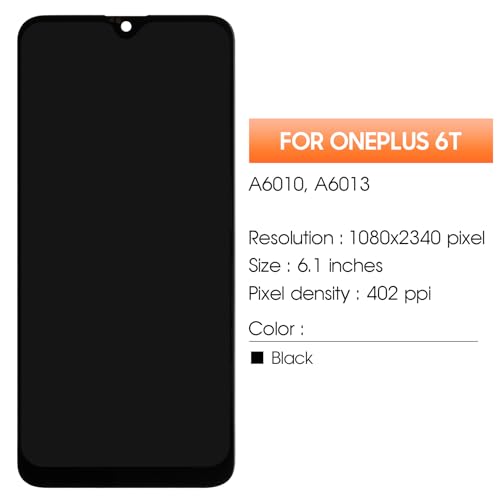 Écran pour OnePlus 6T A6010 bloc complet de rechange tactile pour restaurer mobile