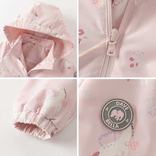 DAVE&BELLA Toddler Girls Boys Windbreaker Jackets, Hooded Kids Outerwear Jacket with Detachable Fleece Lining Baby Dust Coat2