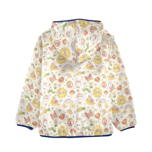 Retro Groovy Doodle Girls Fleece Jacket Girls Fall Jacket Girls Zip Up Hoodie Girls Sherpa Jacket 2-10T2