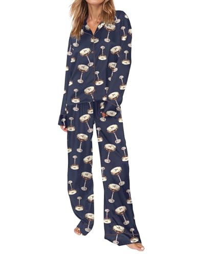 Image of SHESHOW Satin Pajamas for Women Set Long Sleeve Button Down Sleepwear 2 Piece Nightwear Women Pjs Sets Size XS-XXL