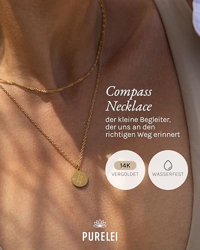 Purelei Compass Kette Damen – Edelstahl Halskette, wasserfest & verstellbar, 45-50 cm – eleganter Schmuck Anhänger… – Ansicht 2
