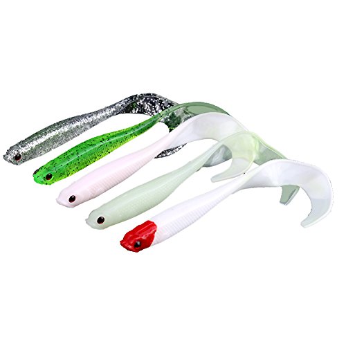 5 Vendidos Em 1 Pacote Isca de Cauda Sidewinder Iscas de Pesca Macio Peixe Encaracolado Cauda Equipa