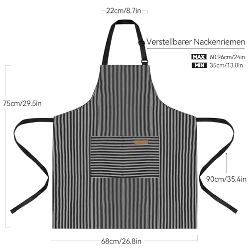 NLUS 1 Pack Kitchen Cooking Aprons, Adjustable Bib Soft Chef Apron with 2 Pockets for Women Men - Image 7