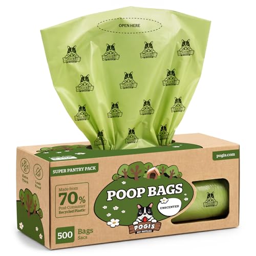 Image of Pogi's Poop Bags - Large, Leak-Proof Dog Waste Bags for Yard or Home Use, Unscented (Single Roll, 500-Count)