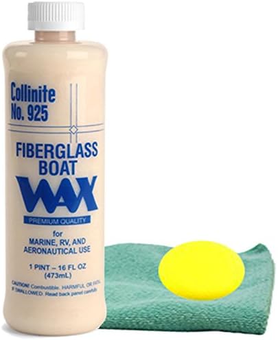 Collinite 925 Fiberglass Boat Wax (16 oz.) Bundled with Microfiber Cloth & Foam Pad (3 Items)
