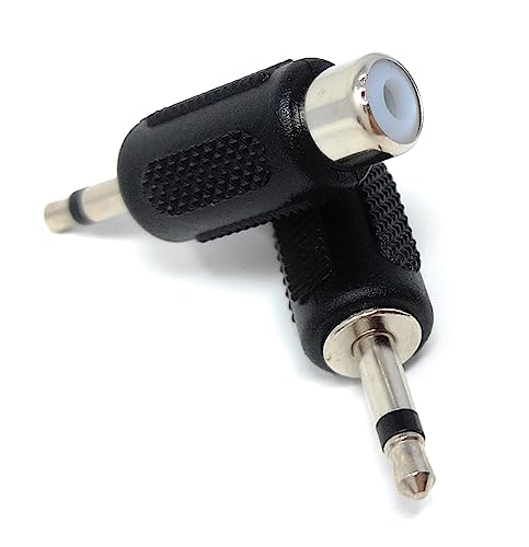 DRUT 2pcs RCA Phono Socket to 3.5mm Mono Jack Plug Audio Video Adapter (Black Silver) - Image 4
