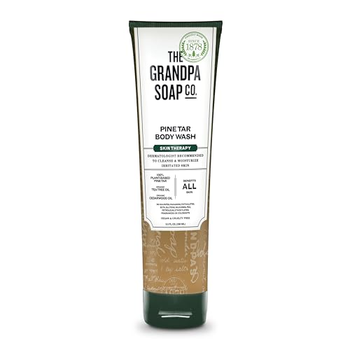 The Grandpa Soap Company Pine Tar Body Wash - Dermatologist Recommended to Cleanse & Moisturize Irritated Skin Deodorizing Power With Pine Tar & Tea Tree Oil 9.5 Fl Oz