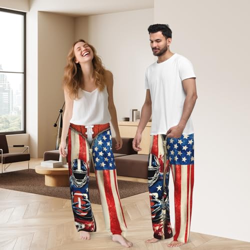 American Football Mens Pajama Pants for Men American Flag Football Men\'s Pajama Bottoms for Men Ultra Lightweight Pjs Bottoms Sleepwear Bottom Sleep Lounge Pants with Pocket Drawstring XX-Large