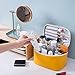 Meiyuuo Makeup Bag Large Cosmetic Bags for Women Girls Cute Travel Zipper Pouch Toiletry Organizer for Beauty Essentials Waterproof (Yellow)