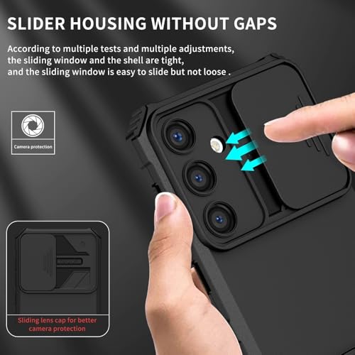 Image of Back Cover Case for Samsung Galaxy S24 Plus 5G | Sliding Camera Shield | Stereoscopic Stand | 360 Protection Mobile Cover for Samsung Galaxy S 24 Plus / S24 Plus 5G | PC, Black Back Cover