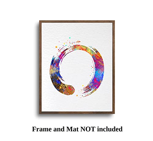 Dignovel Studios 13X19 Unframed Zen Circle Enso Symbol Buddhism Meditation Yoga Watercolor Art Print Wall Art Poster Giclee Wall Decor Home Wall Art N428 #TOP7