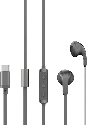 VI-DVIE HS675 Type-C Wired Semi-In-Ear Design Headset Compatible with iPhone 15/16/17/18 Series Smartphones - Black