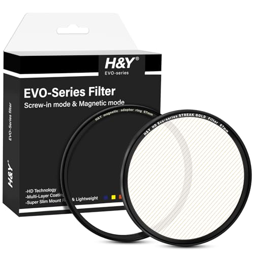 H&Y EVO Series 67mm Variable Gold Streak Filter 360° Rotatable Anamorphic Flare Effects Lens Filter Screw in and Magnetic Lens Filter 2 in 1 with Magnetic Adapter Ring for Photography and Videography