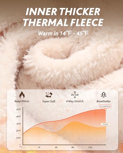 CAMPSNAIL Fleece Lined Sweatpants Women - Joggers for Women with Pockets High Waisted Thermal Winter Warm Pants for Snow