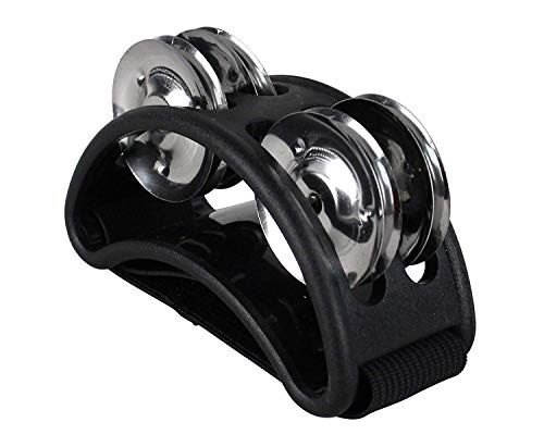 Ymc Percussion Ftm10-Bk Foot Tambourine With Steel Jingles, Black #TOP1